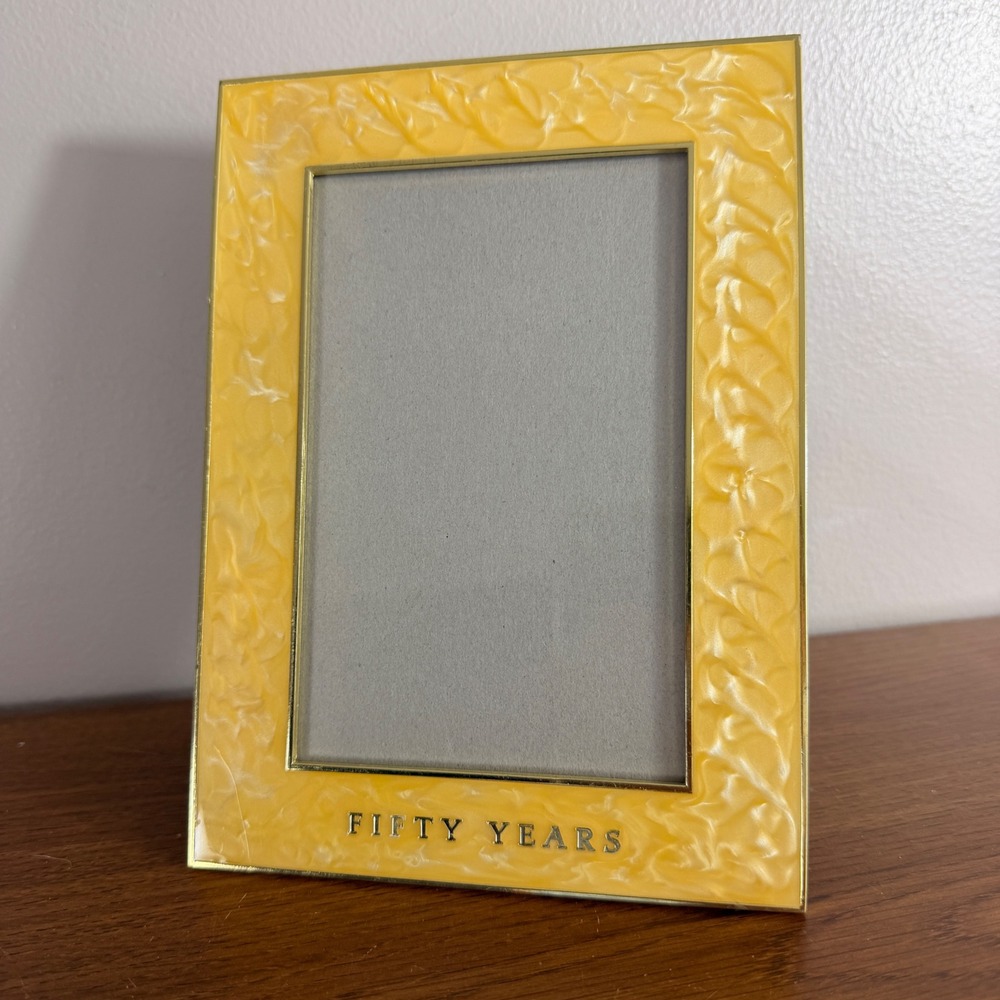 Hallmark 50th Anniversary Picture Frame Golden Wedding Yellow Pearlescent